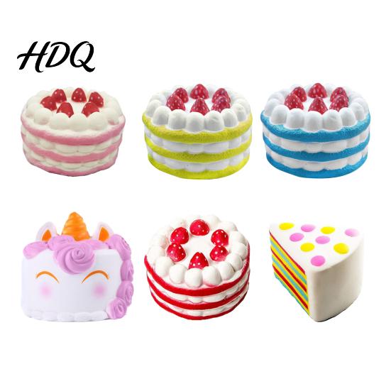 Stress Relief Gift Simulated Cake Squeeze Toy Soft Slow Rising Rainbow Layer Classroom Reward Slice Sensory for Adults Kids