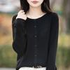 Women's Lightweight 50% Wool 50% Mulberry Silk Cardigan - 4-Season Versatile Knitwear for All-Year Comfort & Style