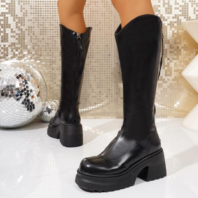 Knee High top Women Chunky Platform Goth Fashion Heeled New Pumps Winter Heels Woman Chelsea Boots Botas Mujer