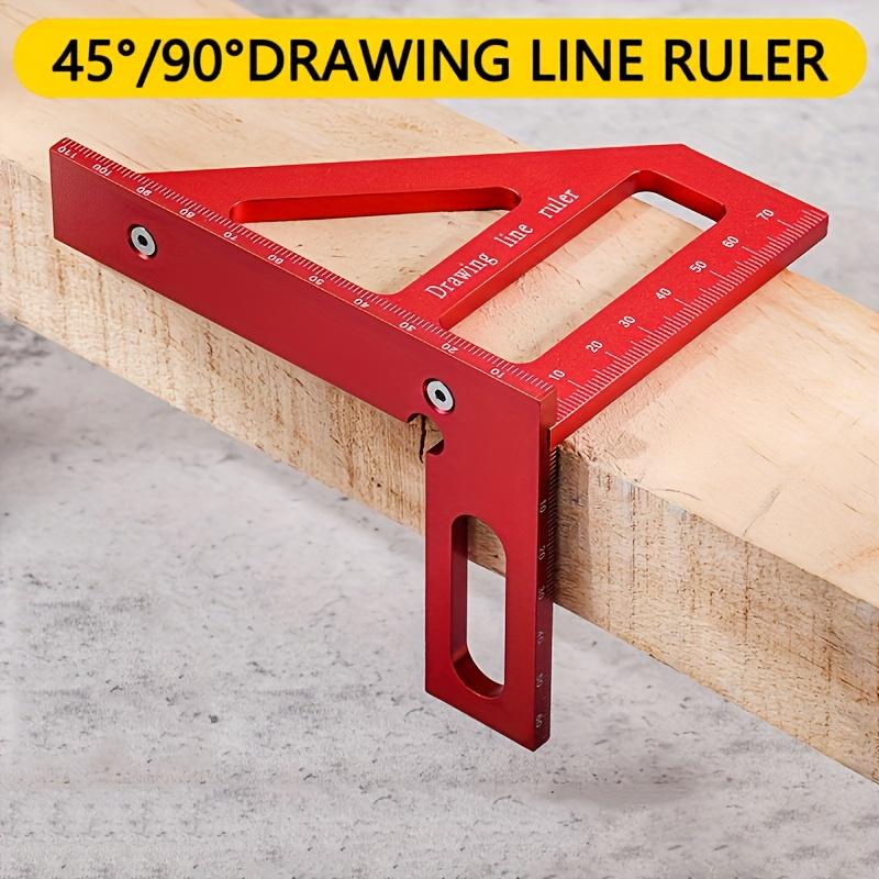 Aluminum Alloy Triangle Ruler, Multi-Angle Measurement, 45 and 90 Degree Drawing Line Ruler, Woodworking Drawing Corner Ruler