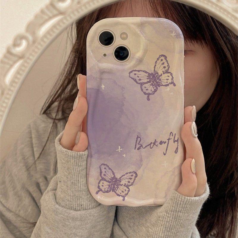 Light Purple Beautiful Butterfly Suitable for Apple 17 Promax Phone Case 16/15 Pro Soft Case