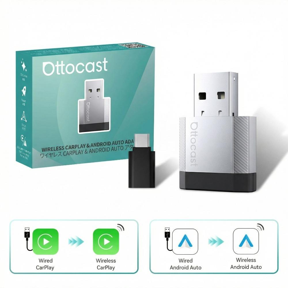 2026 NEW OTTOCAST 2 in 1 MINI NOVA Wired To Wireless CarPlay Android Auto Adapter Plug and Play