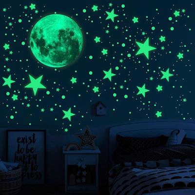 Glow-in-the-Dark Starry Sky 3D Wall Stickers for Kids' Rooms - Self-Adhesive, Party Decor Fluorescent Stars
