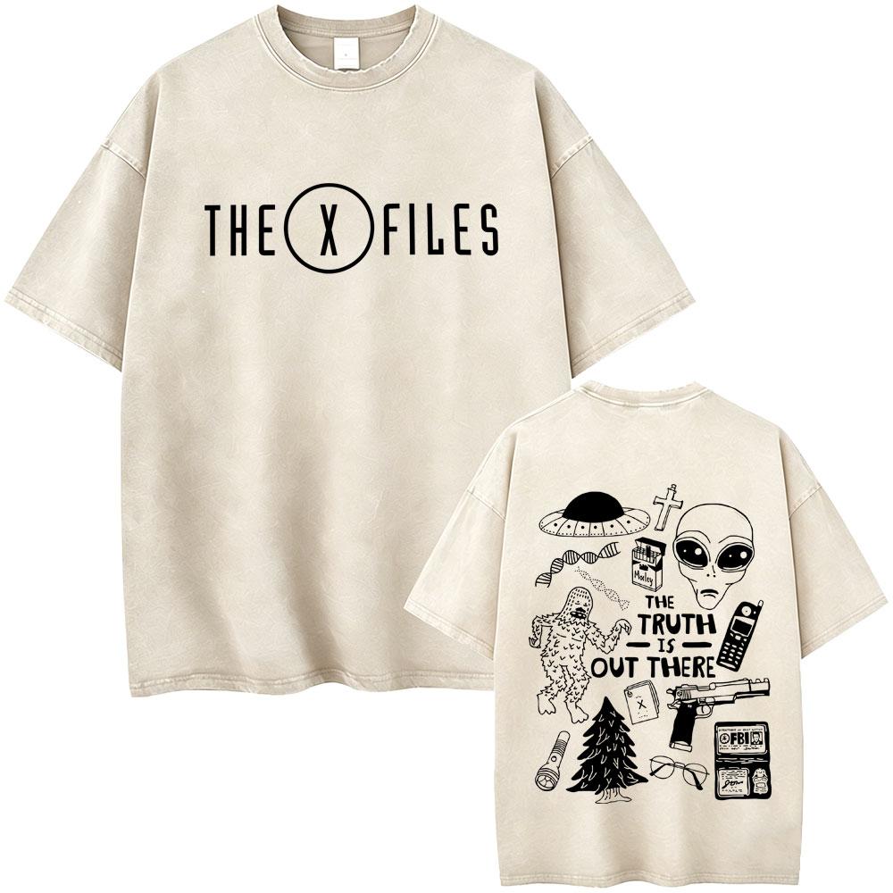 Washed Vintage Movie The X Files All The Taglines The Truth Is Out There Graphic Tshirt Mens Women Casual Cotton Retro T Shirt