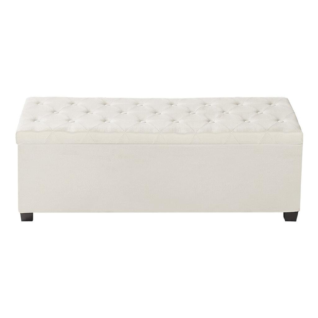 Storage Ottoman Bench, Button-Tufted End of Bed Bench with Side Bags, Flip-up Upholstered Storage Chest with Metal Frame, Linen Bed Ottoman for Living