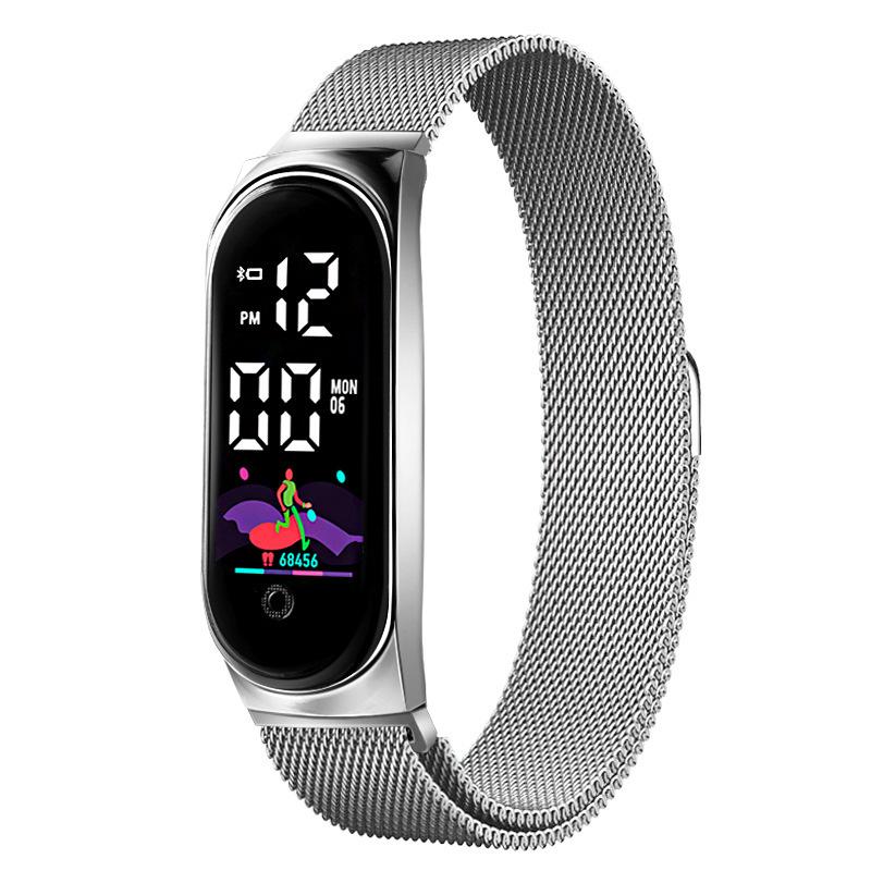 New LED Student Electronic Watch Innovative Colorful Waterproof Milan with Alloy Touch Screen LED Bracelet Watch