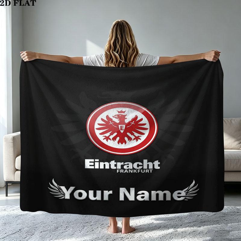 1PC Eintracht Frankfurt Custom Name Patterned Flannel Blanket Suitable For All Seasons for Home Decor Warmth and Comfort Gifts Holiday Present