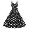 Sexy suspender chest wrap polka dot printed ruffle leaf edge A word big pendulum dress