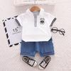 Summer Boys' Clothing Set Children's Striped Short Sleeve Top and Shorts Two-piece Set