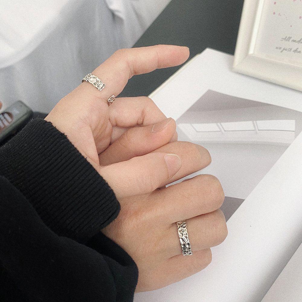 Vintage Stone Texture Couple Rings  Grain Men Woman Adjustable Rings Luxury Designer Jewelry Gift Female Offers Gift
