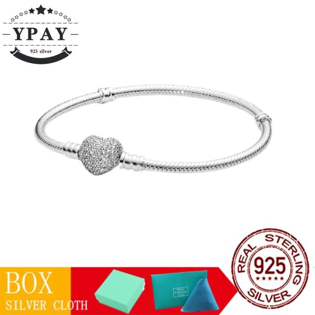 100 %Original Sterling Color Fashionable Jewelry Snake Chain Wrist Bracelet Women Shining Crown O Fit Charm Beads Clips Trendy Present