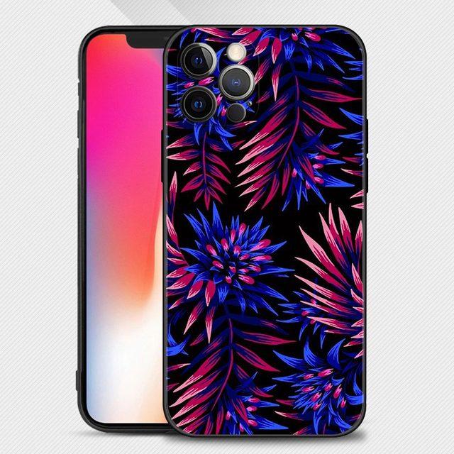 Shell For Iphone 14 13 12 11 Pro Max Mini Xs Max Xr X 7 8 Plus 6s Soft Silicone Case Cover Fundas Vintage Banana Leaf Flower