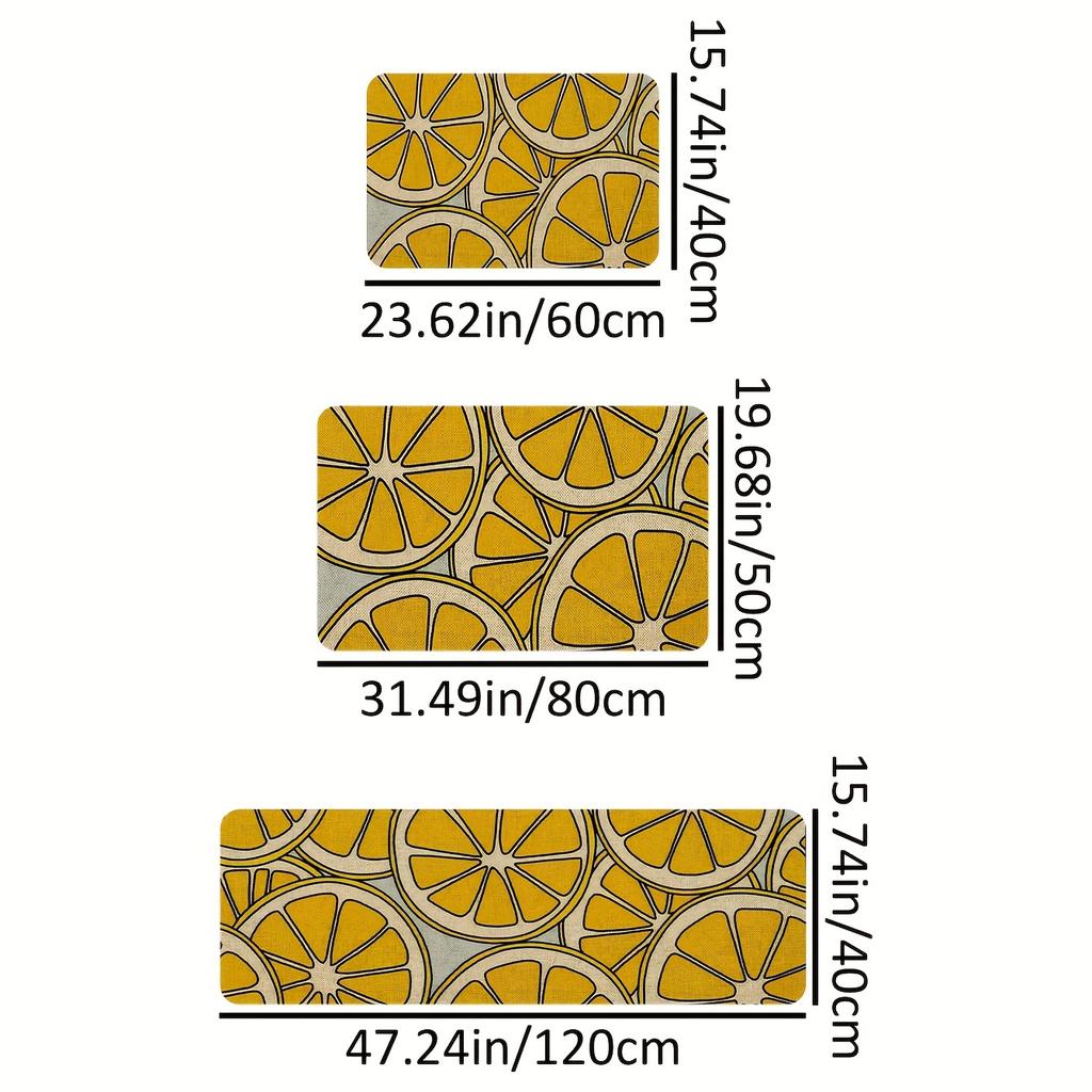 1Pcs Lemon Pattern Anti-Slip Rugs Kitchen Mat Soft Thickened Kitchen Floor Mat Waterproof Vintage Absorbent Non-slip Oil-proof Floor Mat Runner Rug