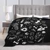 Kräuterhexe Schwarz Weiß Nikury Decken Weiche Warme Flanell Überwurfdecke Bettwäsche für Bett Wohnzimmer Picknick Reisen Zuhause Sofa