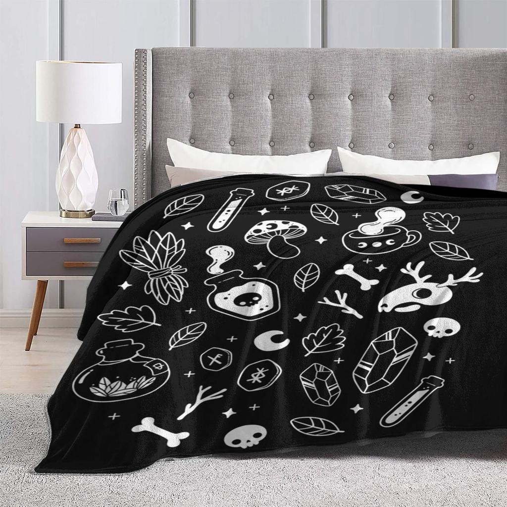 Kräuterhexe Schwarz Weiß Nikury Decken Weiche Warme Flanell Überwurfdecke Bettwäsche für Bett Wohnzimmer Picknick Reisen Zuhause Sofa