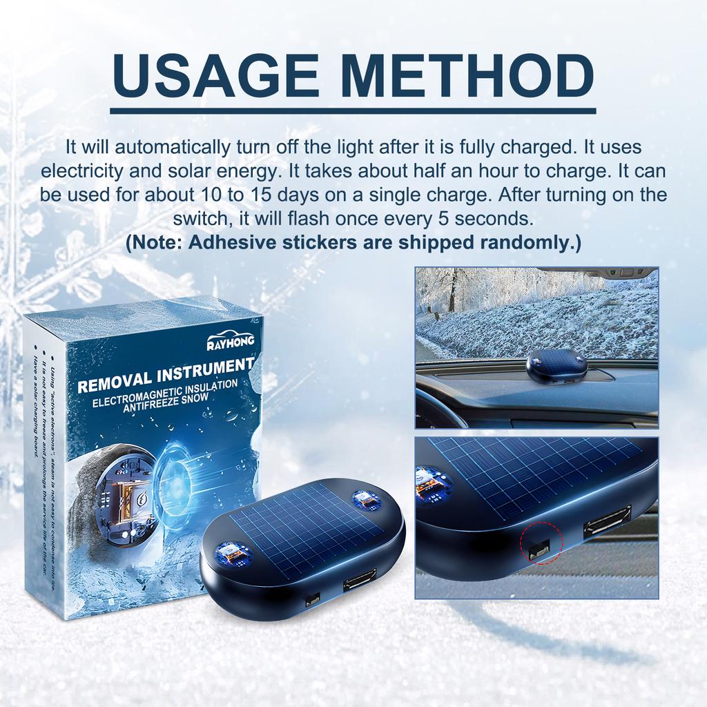 Car Solar Electromagnetic Molecular Interference Antifreeze Device Snow Removal Instrument Windshield Deicer Defog Winter Upgrad