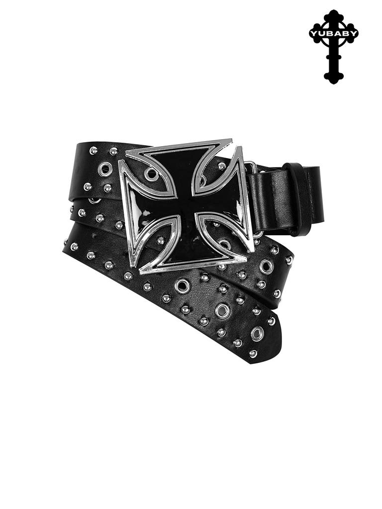 4.5cm Width Rivet Punk Rock Pu Leather Belt Man Woman Hip Hop Vintage Black Red Leather Waist Belt Y2k