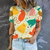 2025 New Summer Colorful Cat Cartoon Pattern Fallow Style Woman Clothing Oversized T-shirt Short Sleeve Comfortable Tops S-5XL
