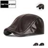 Winter Warm PU Leather Velvet Ear Protection Beret Hat for Men's Outdoor Cold Proof Adjustable Berets Hat