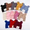 Cute Bear Ear Baby Turban Hats for Newboorn Boys Girls Faux Cashmere Label Caps Beanies Spring Autumn Winter Infant Bonnets