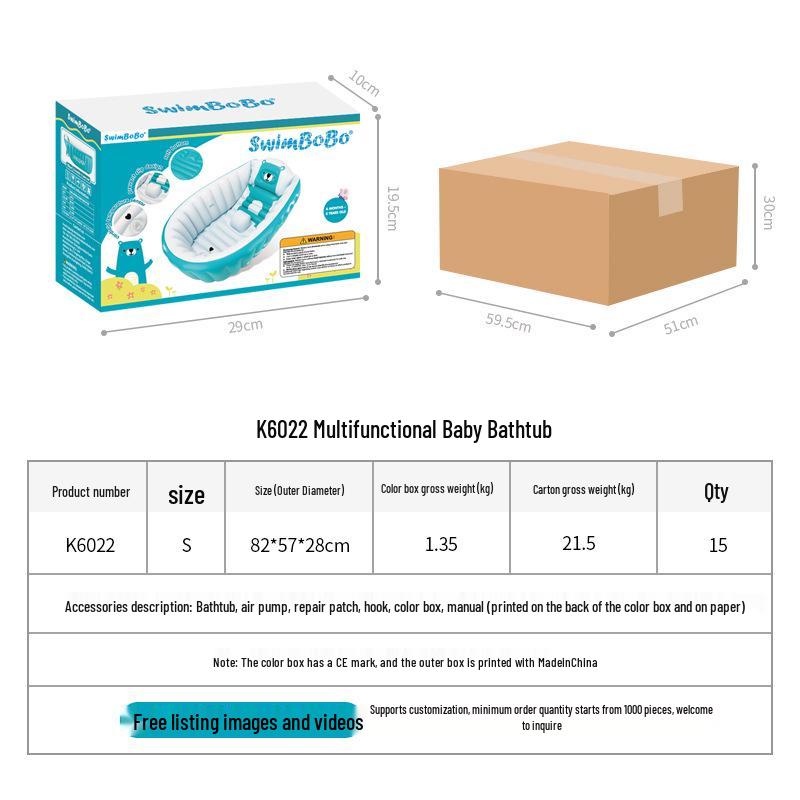 Swimbobo Foldable Inflatable Baby Bathtub - Thickened and Portable for Travel and Home Use