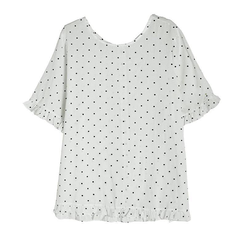 Short sleeve Oversized vintage Polka Dot Casual loose t shirt tops Women summer t-shirt