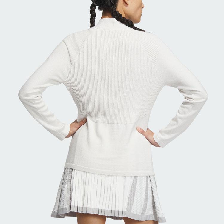 adidas Two-In-One Polo Shirt And Vest Color Block Logo Long Sleeve Knit Top Women Tops White HZ6037