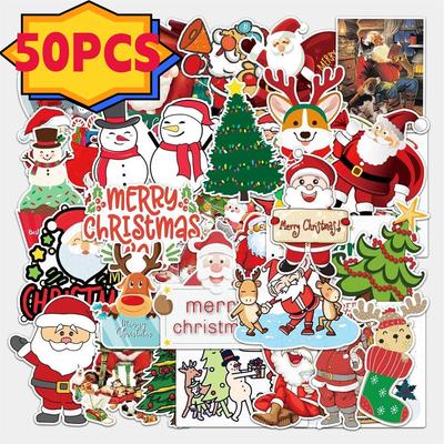 50PCS Veselé Vánoce Doodle Santa Claus Vánoční strom DIY dekorace Laptop Skateboard Nový rok dárek samolepka