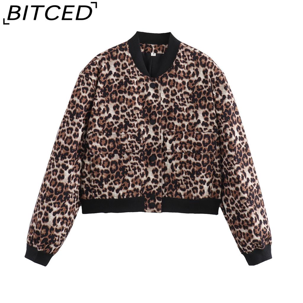 BITCED Spring Women's Oversized Pocket Jacket with Stand Collar