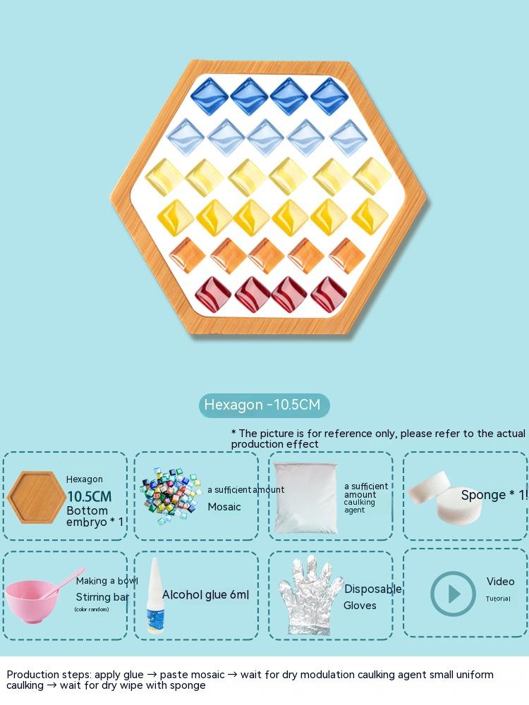 Bamboo Mosaic DIY Coasters Handmade Creative Material for Cup Tableware Mat Tray Placemat Mosaic Crystal Craft Tool Kit Kid Gift
