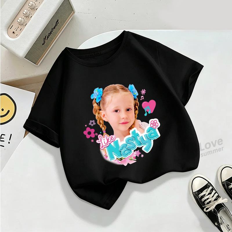 Kids Lovely Like Nastya Show Clothes Kids Funny T-Shirts Baby Girls Cool Summer T Shirt Children Tops Girls Clothes 3-10Y