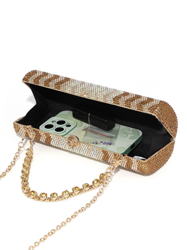 Elegant Evening Rhinestone Clutch: Crystal Diamond Party and Wedding Bag for Ladies - European and American Style