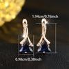 Geometric Triangle Stone Blue Zircon Hoop Earrings For Women Vintage Gold Color Ear Buckle Wedding Jewelry Valentine's Day Gifts