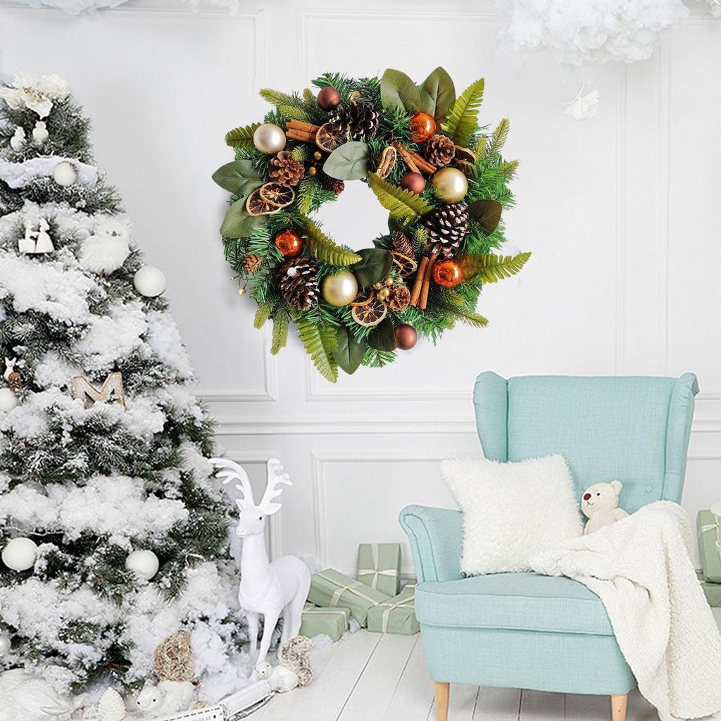 Large Christmas Wreath 19 Inch Home Decor Realistic Door Wreath Christmas Decorations For Window Fireplace Bedroom Living Room