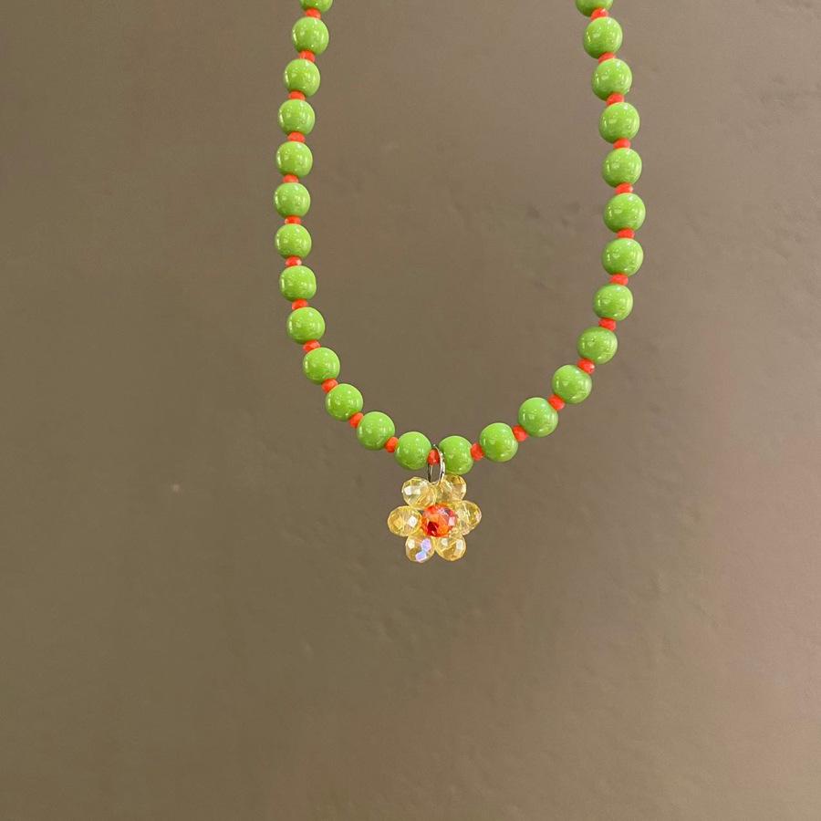 Glass crystal flower pendant necklace fashion light luxury ins style collarbone chain niche versatile temperament jewelry