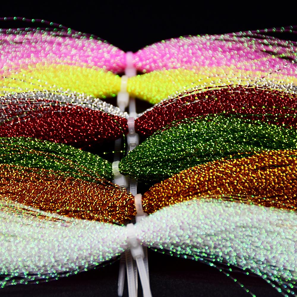 MNFT 11 Packs Crystal Flies decorating Tinsel Fly Tying/Jig Hook Lure Making Materials Holographic Flashabou DIY Bait Wing Tail