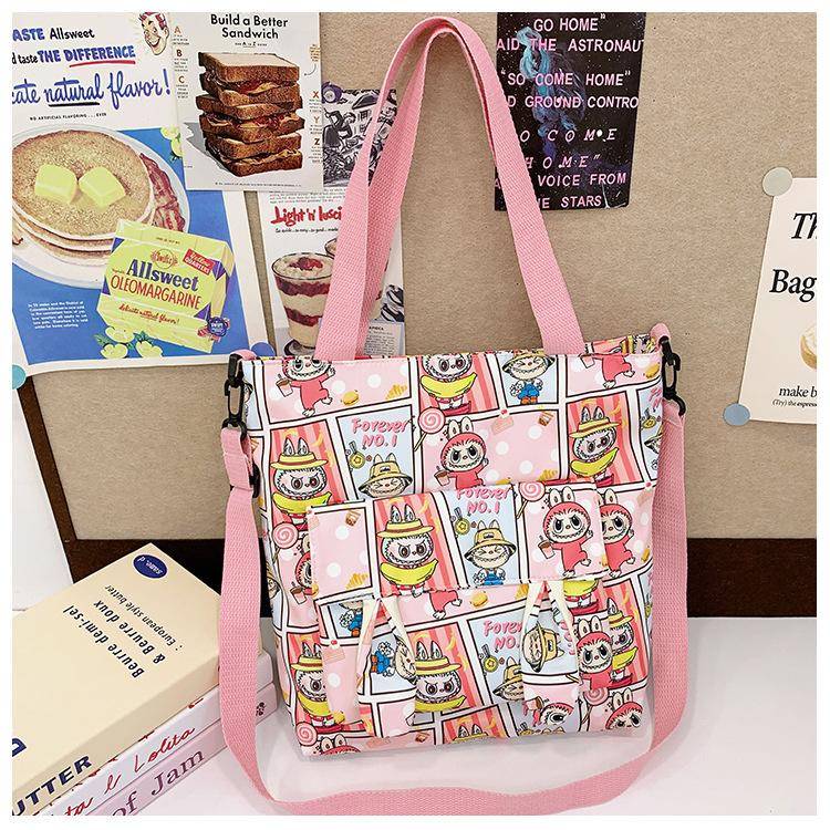 Labubu New Messenger Bag Student Tutoring Bag Shoulder Bag Female Cute Labubu Large Capacity Waterproof Tote Bag