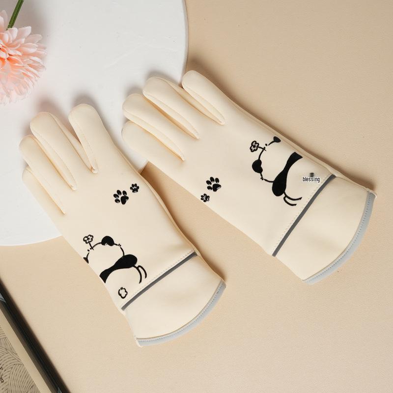 Children's Waterproof Winter Gloves with Velvet Lining for Cycling Sports, Ages 7-12, Boys and Girls, Full Finger Cartoon Design.