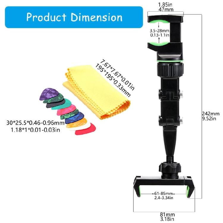 Versatiles Instrument Phone Mount Plastic Guitar Headstock Phone Brackets for Lyrics Display And Performances Videos