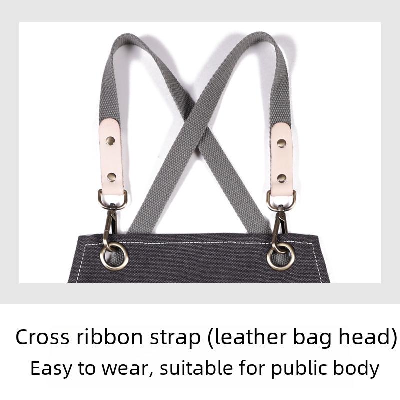 Custom Logo Floral Canvas Apron for Milk Tea, Baking, Kitchen, and Barber Use - Thickened for Men and Women