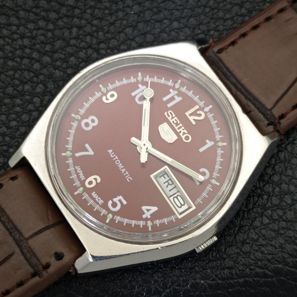 VINTAGE JAPAN SEIKO 5 AUTOMATIC 6309A MENS RED COLOR DIAL WATCH A500846-5 R154-a500846