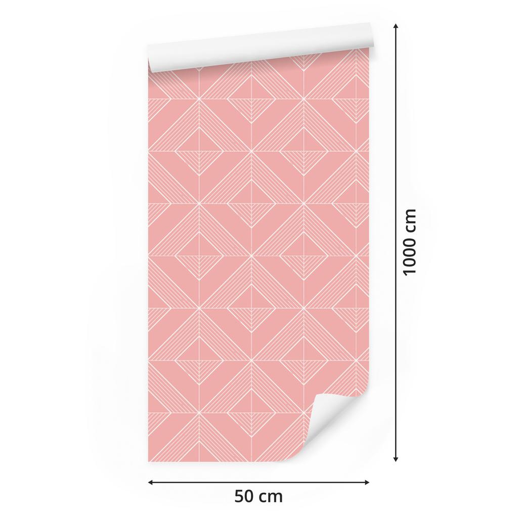 Wallpaper Geometric rhombuses coral, soft forms 50x1000