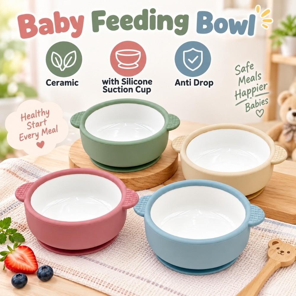 with Silicone Suction Cup Children's Complementary Food Bowl Ceramic Baby Dish Infant Training