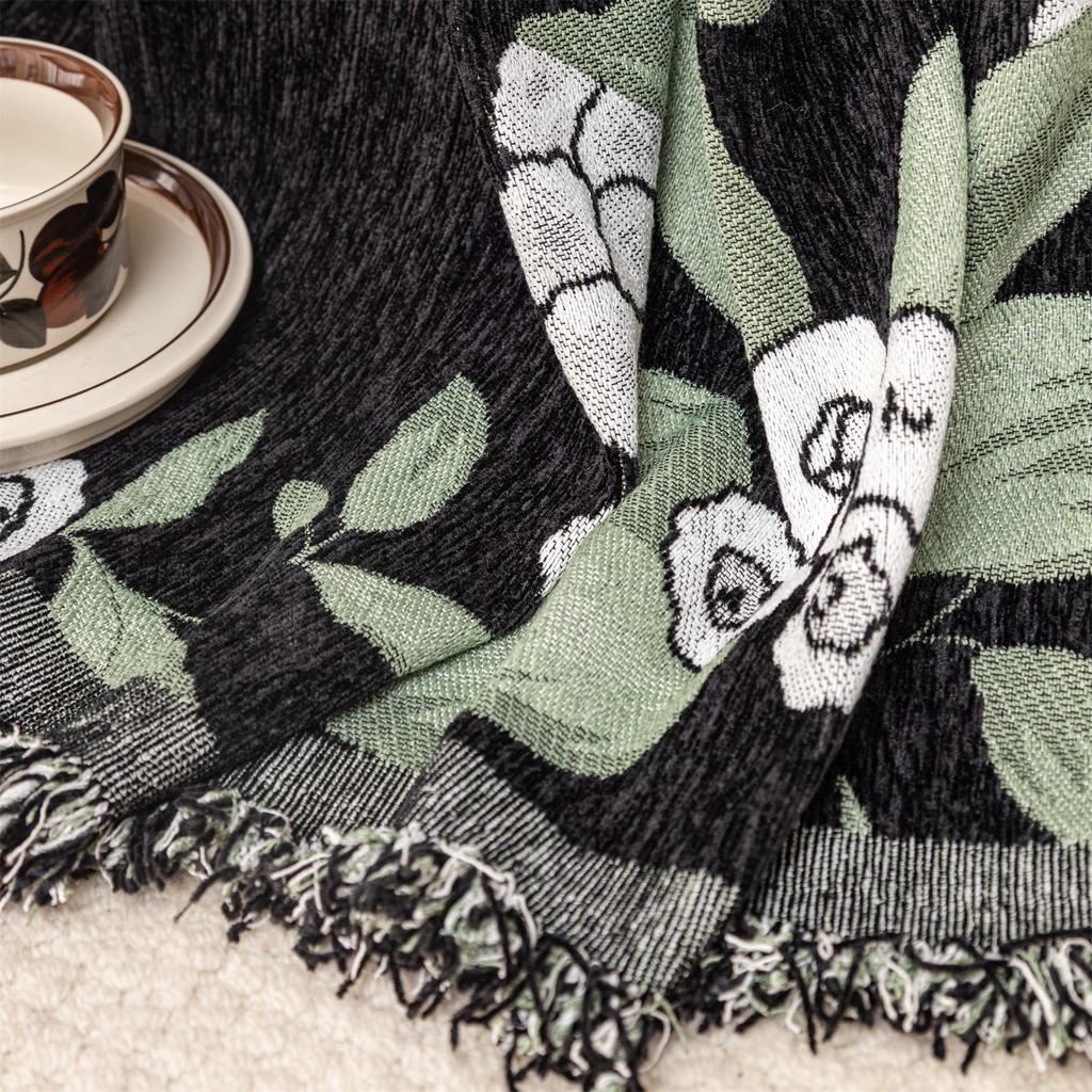 Blumen Jacquard Vier Jahreszeiten Schweres Chenille Sofa Handtuch mit Fransen Anti-Katzenkratzer Universal Sofa Decke Bezug Mehrfachverwendung