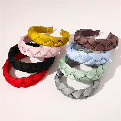 Sweet Women Headpiece Silky Voile Cloth Braided Headbands for Lady Girls Daily Shopping Party Head Wears Ins Female Hairbands