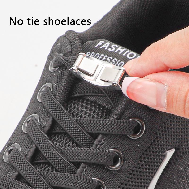 1Pair Elastic Laces Sneakers New Lock Flat Shoelaces Without ties Kids Adult No Tie Shoelace Rubber Bands Shoes Accessories