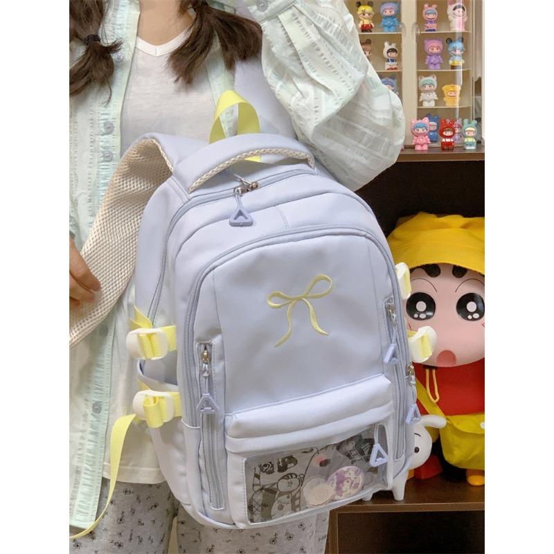 Wind High Value Versatile Girl Small Schoolbag Large Capacity Small Junior High School Student Embroidered Bow Backpack