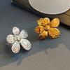 Stainless Steel Exaggerated Texture Large Flower Rings for Women Men Vintage Gold Color Adjustable Open Rings Party Jewelry Gift