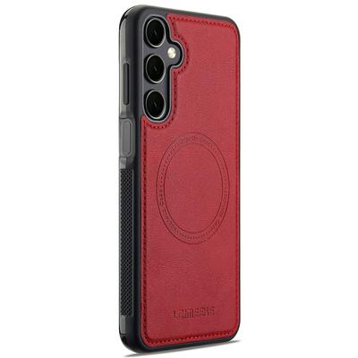 LC.IMEEKE For Samsung Galaxy S24 FE Magnetic Case Leather+TPU Back Cover