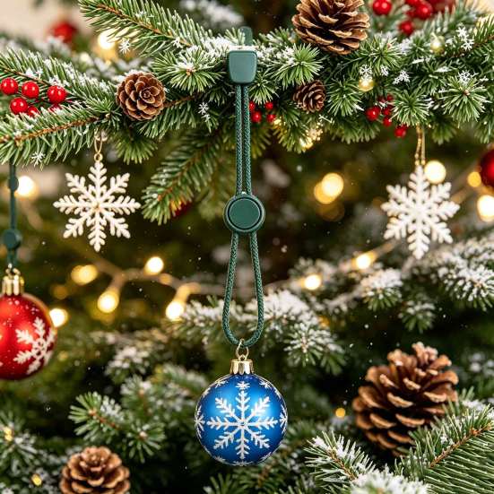 Decorative Garland Hangers 12 Pcs Christmas Hanger Ribbons, Silicone Ornament And Strings for Holiday Party Decor Accessories Tree, Adjustable Sliding